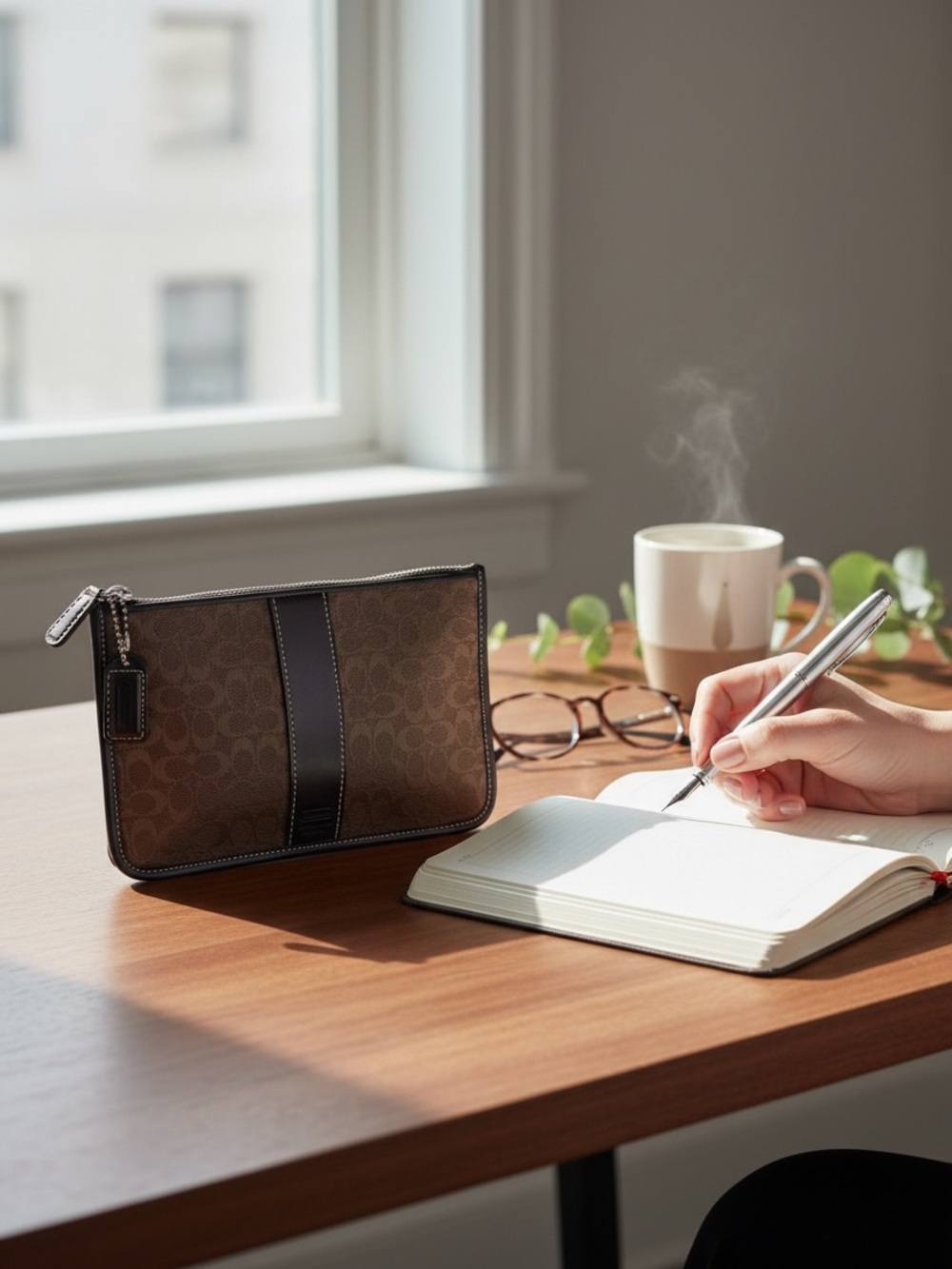 Coach Brown Signature Canvas with Dark Brown Leather Trim